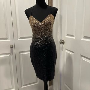 Gold and Midnight Sequined Dress